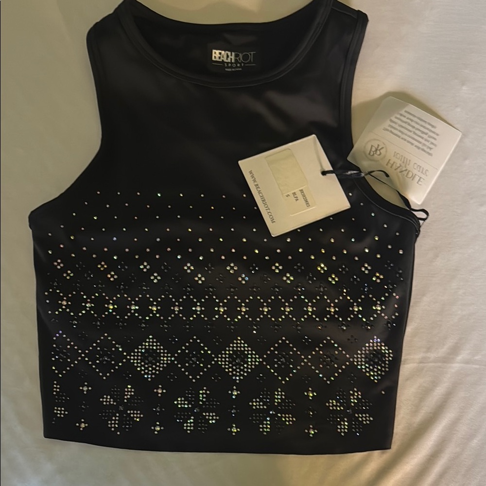 Beach Riot Black Rhinestone Tank Top - Picture 5 of 6
